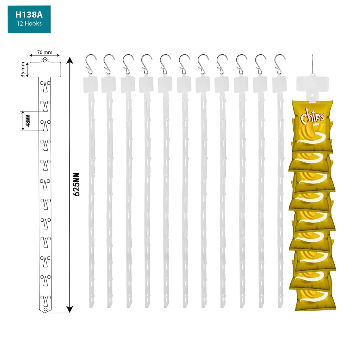 Supermarkets Display Plastic Hanging Clips Strips with Hooks