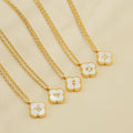 Ganku Women's  Stainless Steel 18K Alphabet Necklace Jewelry  with Four-leaf Clover 12-Star Pendant Trendy Chains for Parties