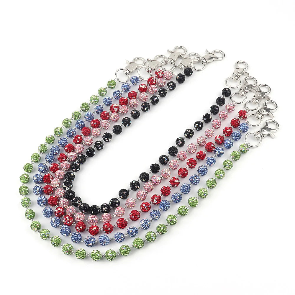 Custom 10MM Disco Ball Rhinestone Waist Chain Hip Hop Fashion Cluster Beads Pendant Pocket Belt Jeans Chain Wallet Chain