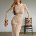 Mesh Pleated Dress Wholesale Solid Color Long Skirt Manufacturer Slim Casual Skirt Factory Directly
