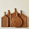 Modern Acacia Wood Pizza Board Solid Round and Square Walnut Wood Steak Plate for Restaurant Western Food Serving
