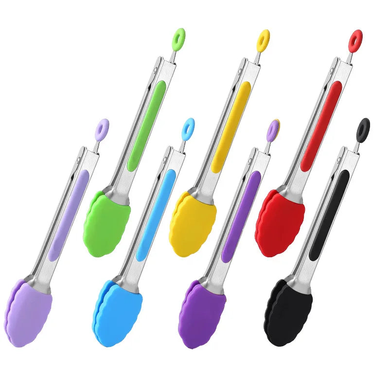 Durable 7-Inch Silicone Food Clip Kitchen Utensils Set with Microwave & Oven Safe Features for Barbecue and Home Use