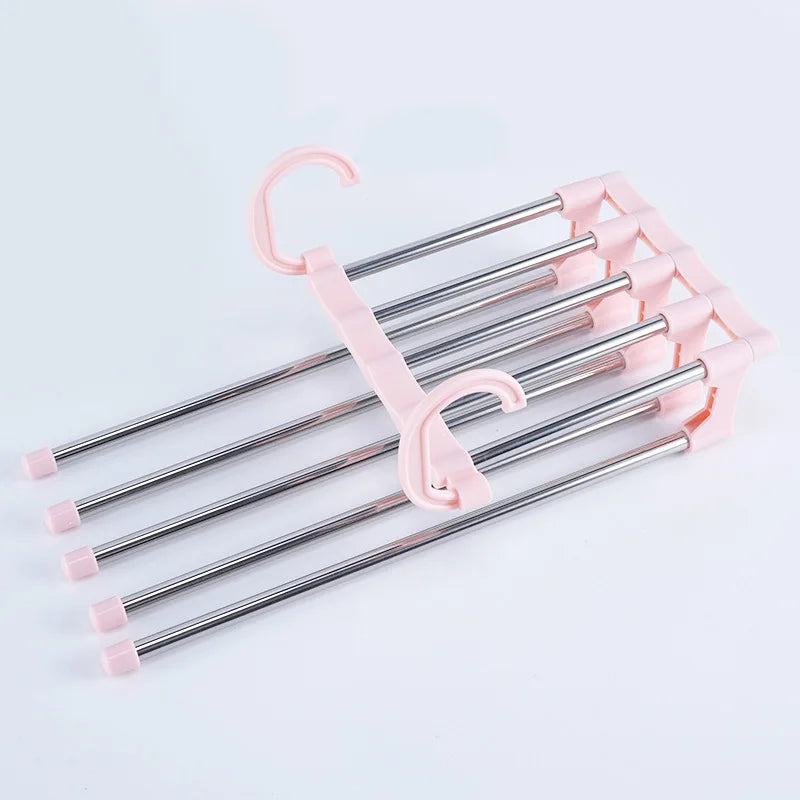 Five-Layered Stainless Steel Pants Hangers Space-Saving Metal Rack for Clothing for Wardrobe Closet Organizer
