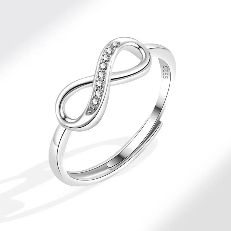 Anillo De Ansiedad Platinum Plated Women Adjustable Intertwined 8 Shape Ring Figure Infinity Sign Ring Cubic Zirconia Ring