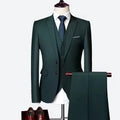 Luxury 3piece Men's Wedding Suit Slim Solid Color Business Office Suit Sets Large Size Blazer+pants +vest  EUR US Size XS-3XL