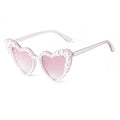 STY5726 Fashion Fine Shimmering Love Pearl Sun Glasses Women Heart Glasses Bling Sunglasses Lovely Style with UV400 Protection