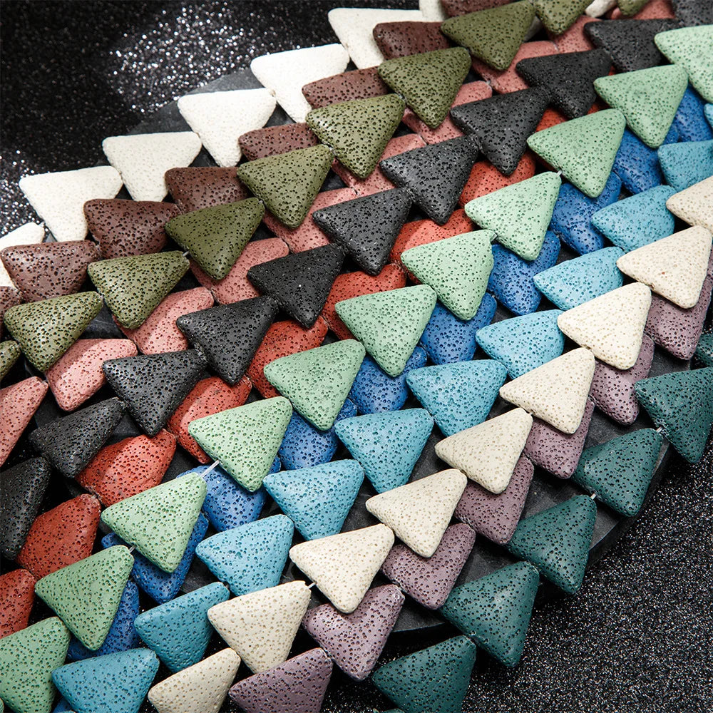 Triangle lava Stone Necklace Essential Oil Pendant lava Lamp Gemstone Loose Beads Colorful lava Stone for Jewelry Making