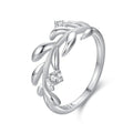 Simple Olive Branch Leaf 925 Sterling Silver Fashion CZ Diamond Finger Stackable Rings for Women