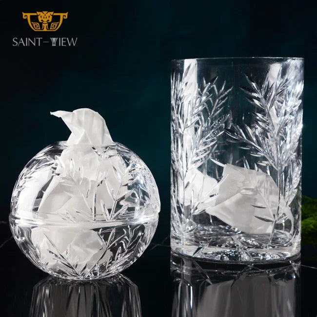 Crystal Household Dustproof Lid Desktop Napkin Storage Case Tissue Box Holder for Living Room MegaBDM