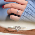 CAOSHI ODM Simple Heart Hollow Design Simulated Moissanite Engagement Ring for Women Fashion Jewelry Silver Plated Finger Rings
