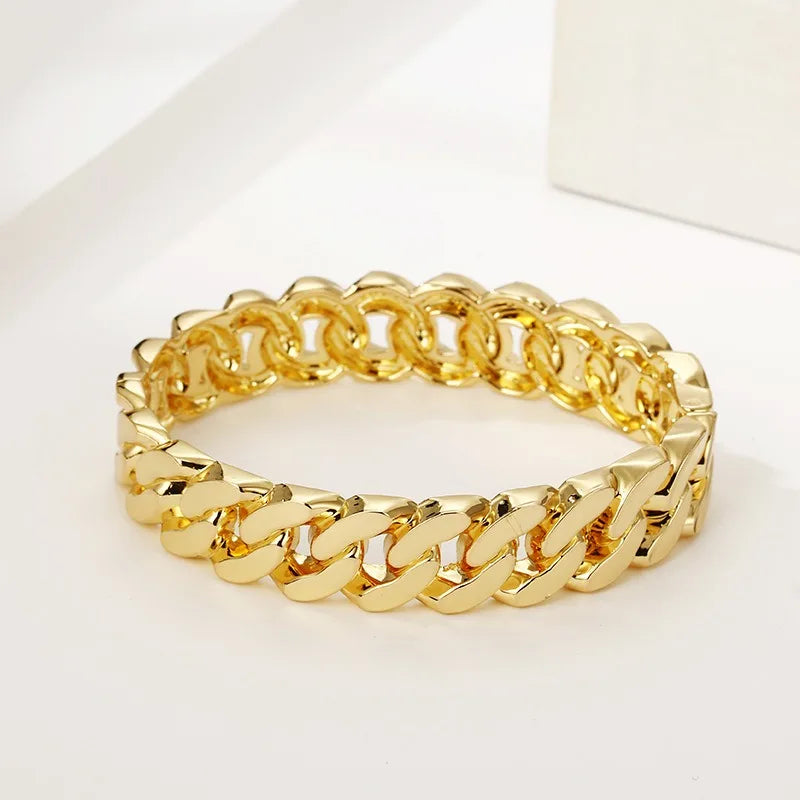 Trendy Simple Fashion Women's Gold Plated Alloy Stacking Hollow Twist Irregular Cuff Bracelet MM B18 for Party Wire