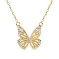 Elegant Sterling Silver Animal Butterfly Necklace Real Gold Plated Silver Shiny CZ Zircon Hollow Butterfly Pendant Necklace