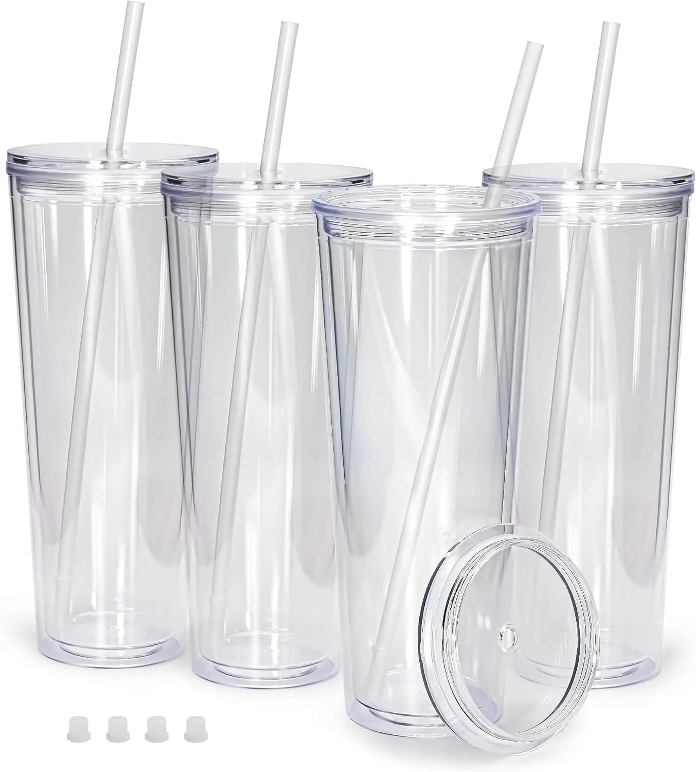 Fast Delivery 24oz Double Wall Fillable Acrylic Cup BPA Free Clear Pre-drilled Snow Globe Tumbler 25pcs/pack