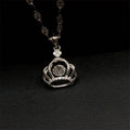 Fashion 925 Sterling Silver CZ Diamond Crown Pendant Necklace for Women