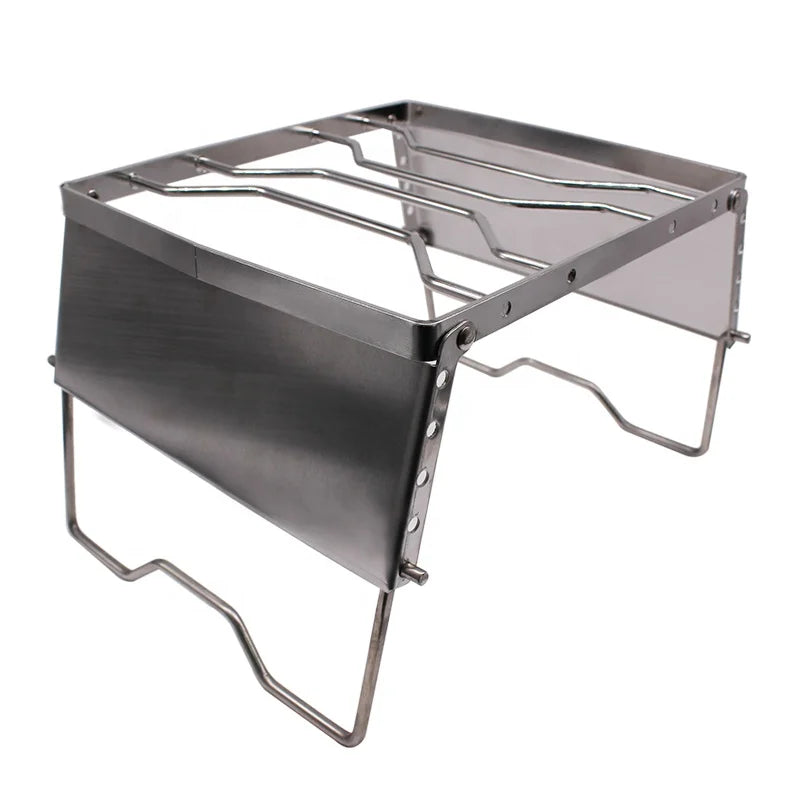 Adjustable Height Portable 304 Stainless Steel Camp Grill Grate Heavy Duty with Carrying Case for Camping & Hiking