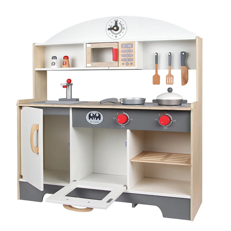 2025 Hot Sale Wooden Large Girls Pretend Playing Educational Kitchen Refrigerator Toy for Kids