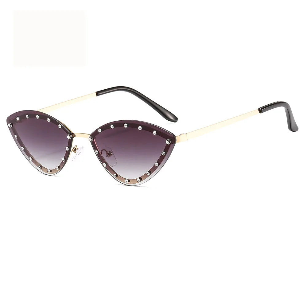 Square Vintage Cat Eye Rimless Ultra-Narrow Sunglasses Female Metal Frame Rimless Diamond Cut Sunglasses 2022 Luxury for Mens