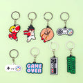 Wholesale 2D Soft PVC Gamepad Keycap Keychain Cute Cartoon Character Rubber Keyring Accessories for Gamers Anime Lovers