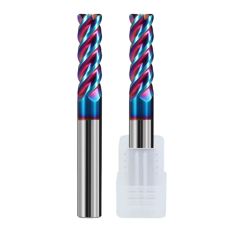 CNC Carbide Milling Cutter HRC65 4F rainbow Coating Corner Radius Tungsten Carbide End Mill for Steel