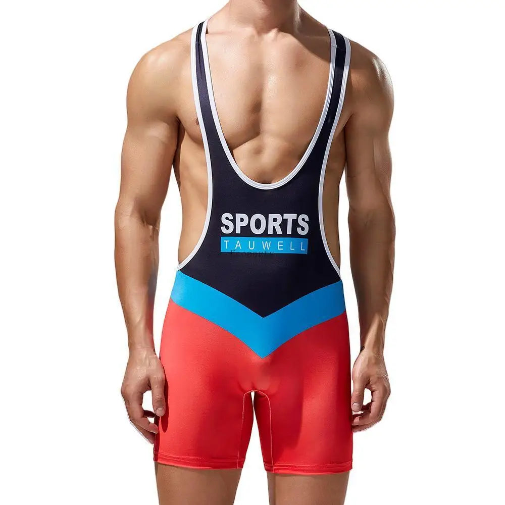 Men Undershirts One-piece Vest Shorts Wrestling Singlet Bodybuilding Jumpsuit Gym Fitness Tanks Tops Men Bodysuit