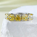 Everyday Wear 925 Silver Ring with Five 5*5mm square Yellow Zircon Stones