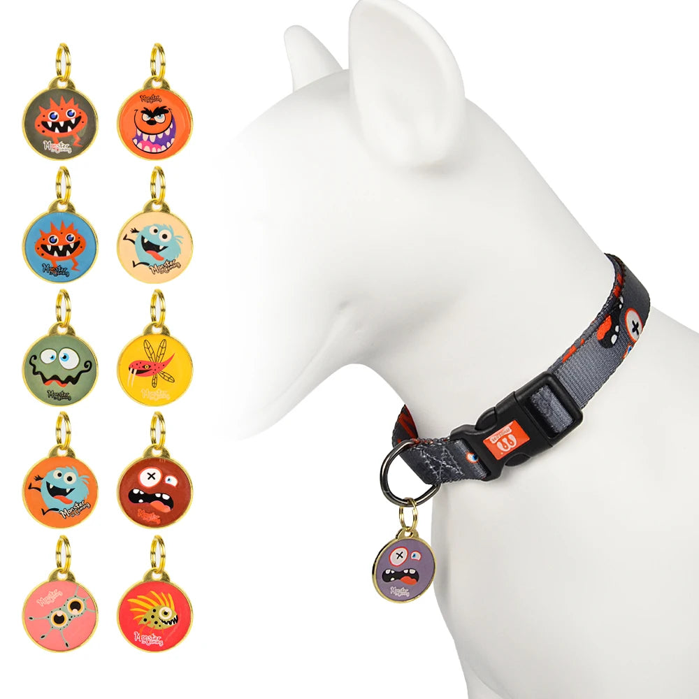 MIDEPET Personalized Stainless Steel Pet ID Tags Gold Tone with Animal Pattern Low MOQ Engraved Dog Pendant Rivet Decoration