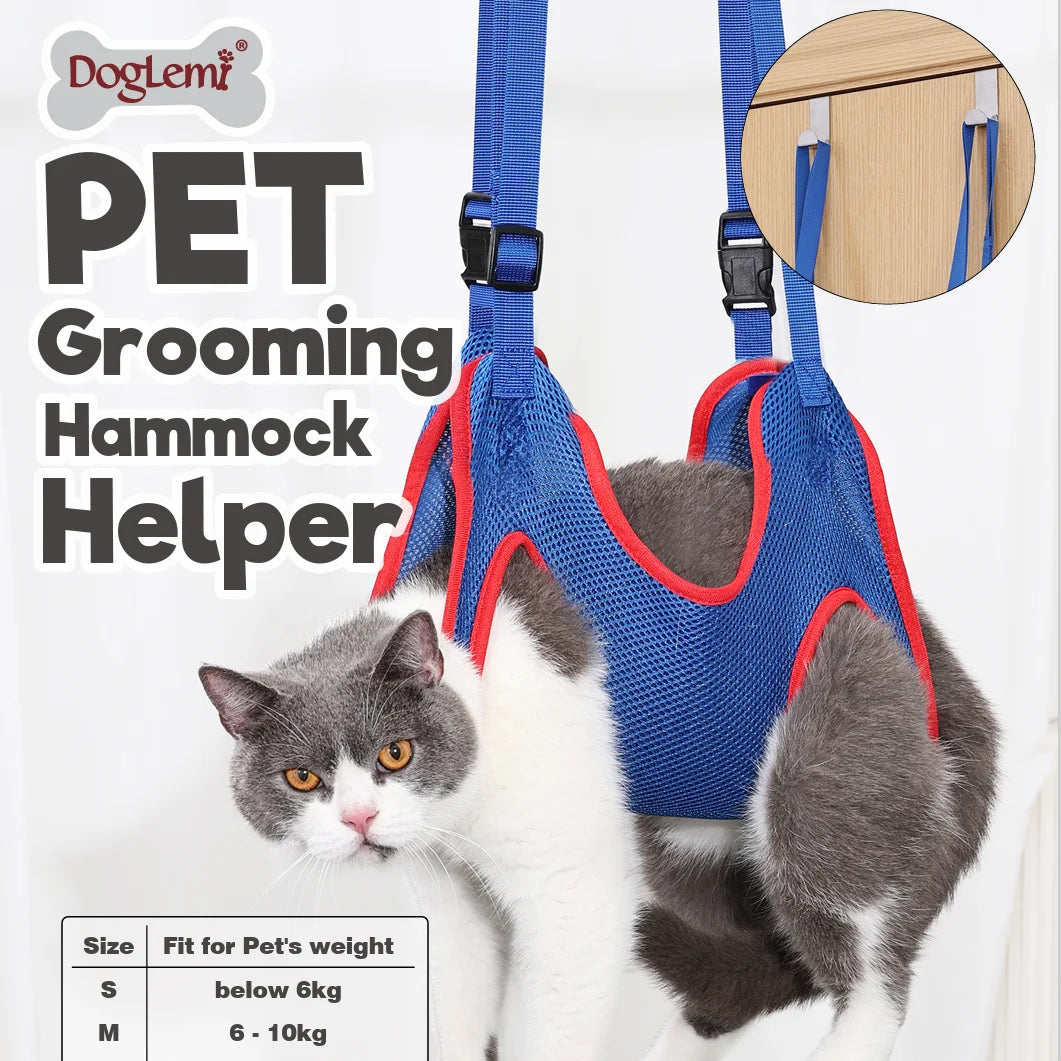 Small Medium Dog & Cat Grooming Tool for Trimming Nails & Washing Ears Includes Hammock