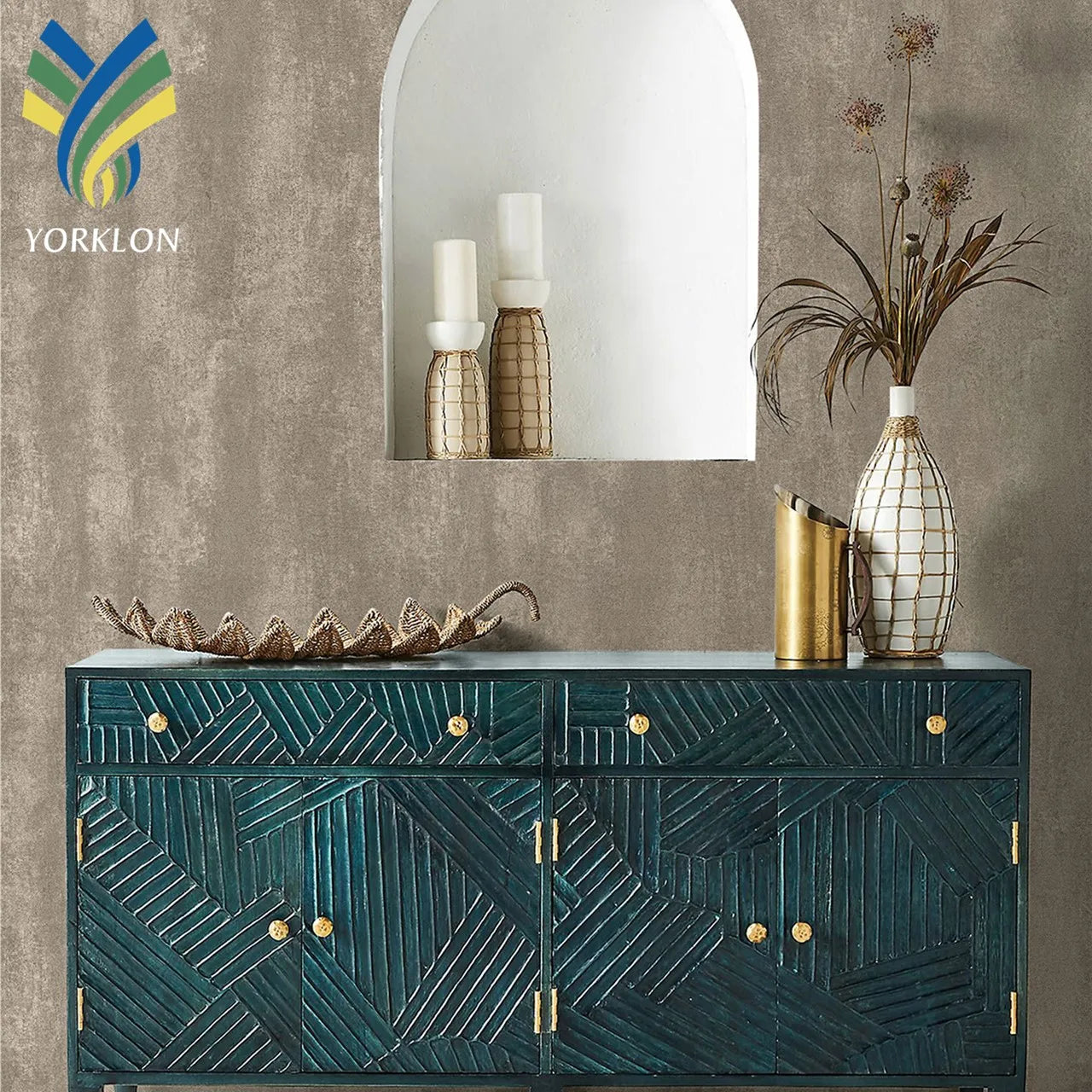 YF-FR 5 Modern Nordic Grey Non-Woven Wall Paper Rolls Waterproof Fireproof & Anti-Static for Office Bedroom Hotel Decoration