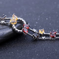Abiding Jewelry Unique Design 925 Sterling Silver Jewelry Citrine Red Garnet Smoky Quartz Bracelet for Women