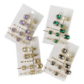 Elegant 5-Pcs Set of Handmade Pearl Hair Clips with Shine Glass Rhinestone for Women and Girls Duckbill Style Hair Grip