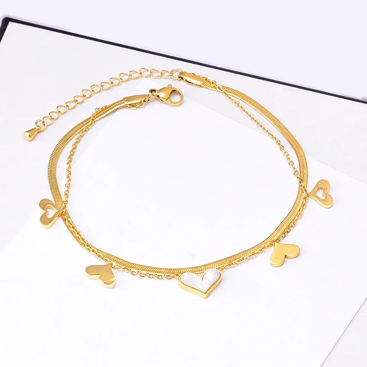 Tobillera New Arrival Foot Fine Jewelry Shell Heart Pendent Anklets Chain for Women Stainless Steel