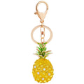 Korean Ins Gold Plated Acrylic Fruits Pineapple Key Chain Resin Rhinestone Pineapple Shape Keychain for Lady