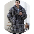 Fur Vender Wholesale Man Real Grey Silver Fox Fur Coat Genuine Thick Fur Elegant Coat Men