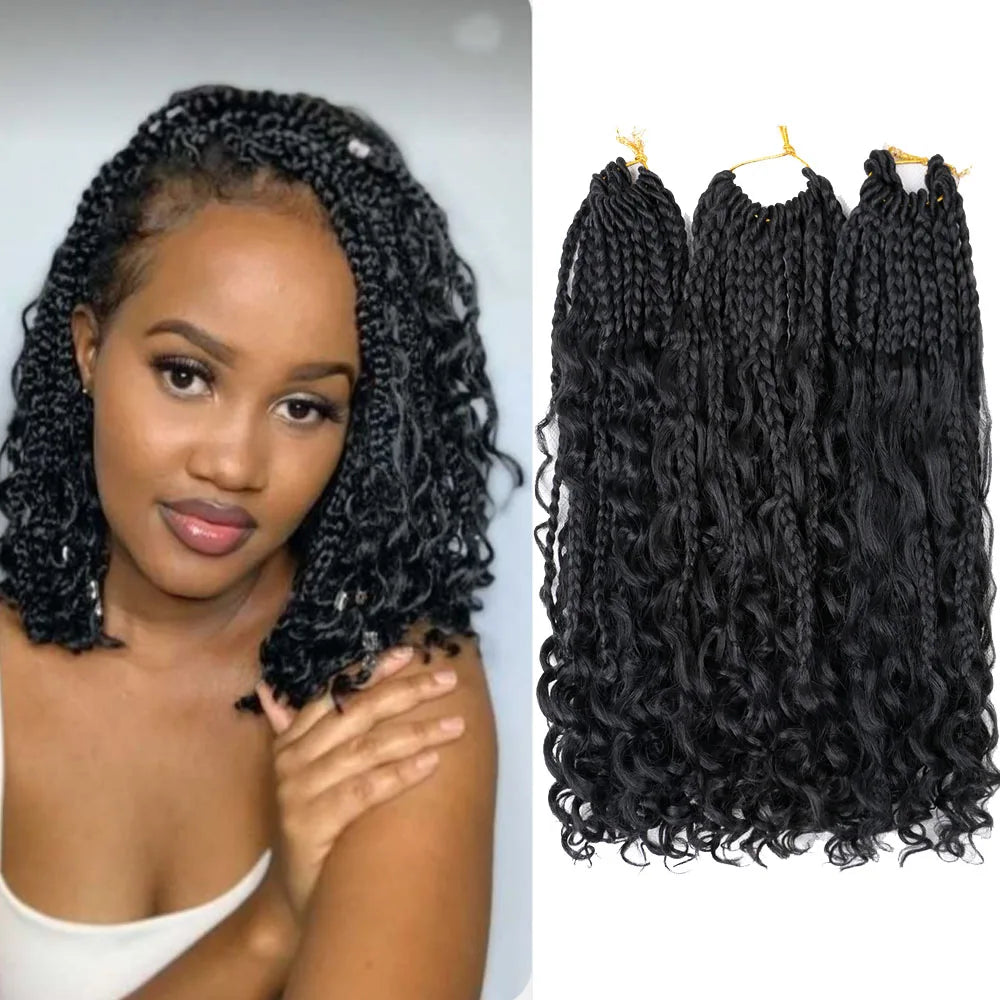 14-Inch Synthetic Box Braids Hair Extension Crochet Bob Hair with Synthetic Attachment
