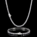 Hip Hop Iced Out 4mm AAA+ Zircon Stainless Steel Tennis Chain Hip Hop Bling Diamond Necklace for Men Jewelry