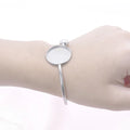 Women's Stainless Steel Adjustable Bangle Cuff Bracelet Blanks 12mm Circle Cabochon Bezel Tray Fashion Wrap