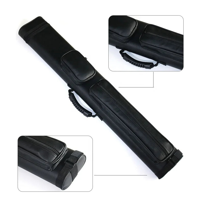 Wholesale Soft Black 2B4S Billiard Pool Carrying Cue Bag 2-PC 6holes Snooker Billiard Cue Bag Case Product MegaBDM