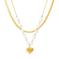 Kalpli Kolye Wholesale Gold Plated Women Love Stainless Steel Heart Necklace Multi Layer Necklace