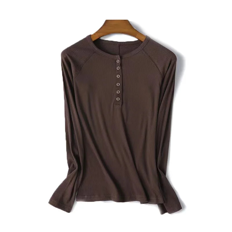 China High Quality Womens Long Sleeve Sweater Daily Wear Tshirt Slim Fit Casual Crop Top Plain Work Out Elastane Basic Tshirt