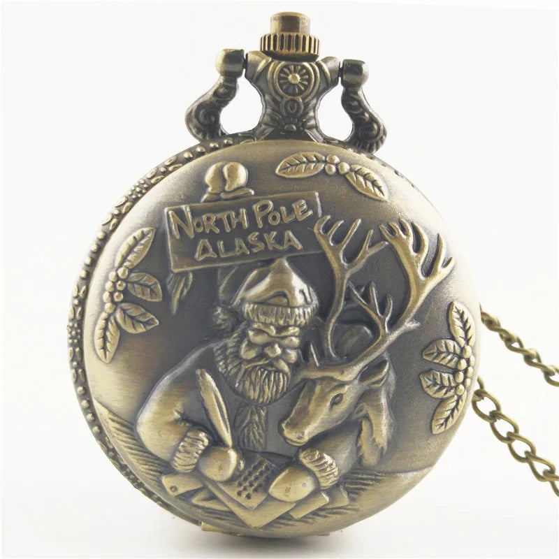 Vintage Christmas Gift Santa Claus Quartz Pocket Watch Classic Travel Commemorative Craft Pocket Watch