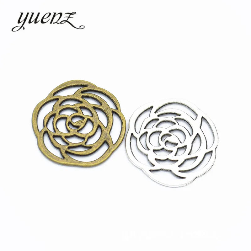 YuenZ rose flower charms metal pendants DIY jewelryl making 30*30mm Q197