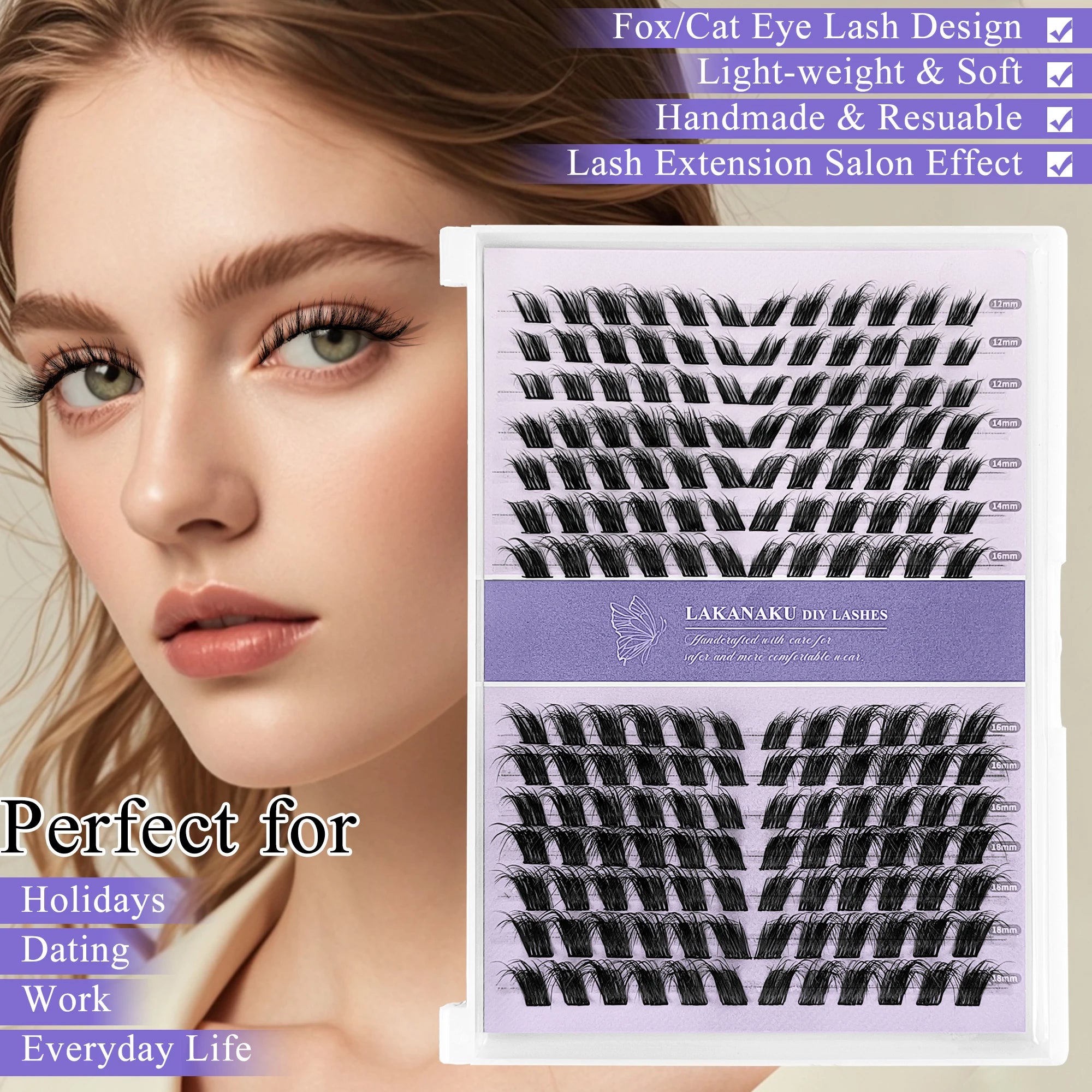 Abonnie Custom Logo Fluffy Mink Velvet Fox Cluster Lashes Private Label Diy Lash Extension Kit Wholesale Wispy Cluster Lashes