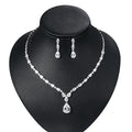 Genya Bridal Jewelry Set for Wedding Party Bride Bridesmaid Silver Zircon Necklace and Earrings