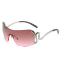 Custom Fashion Men Women Metal Punk One Piece Lens Sun Glasses UV400 Gradient Shades Y2K Snake Legs Rimless Sunglasses Women