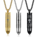 Creative New Products Men Fashion Hip Hop Jewelry Stainless Steel Cross Pendant Bullet Necklace