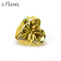 Wuzhou ST Gems Ready to Ship 100 Pcs Yellow Color Artificial Heart Shape Cubic Zirconia CZ Gems