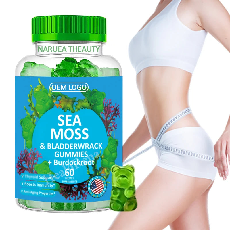 Sea Moss Gummies Green Apple Flavor 60 Pieces Jamaican Seamoss Gummies Supplement for Immune Booster