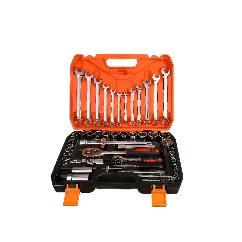 61pcs Automotive Repair Tool Set Quick Machine Repair Socket Wrench Ratchet Wrench Allen Combination Set 24 Teeth Quick Repairs