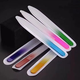 Custom Logo Professional Double-Sided Plastic Glass Nail File with Case for Lifetime Manicure