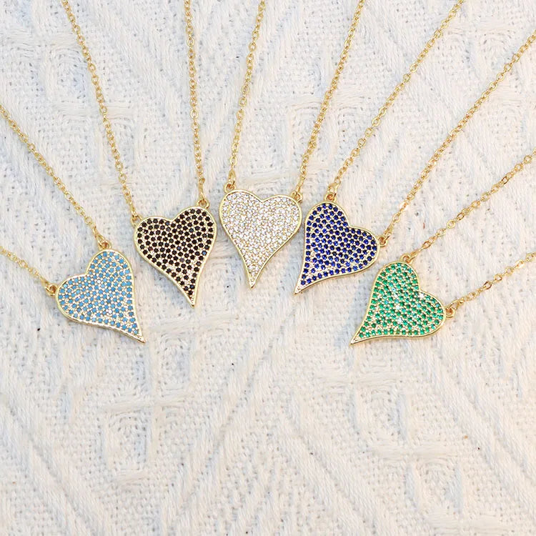 NZ1329 Fashion New 18k Gold Plated Rainbow Love Heart Pendant Chain Choker Necklaces for Women 2022